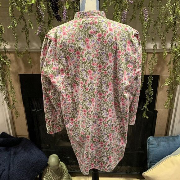 Victoria's Secret Vintage Gold Label floral cotton with lace sleeping shirt M/L - Picture 8 of 15
